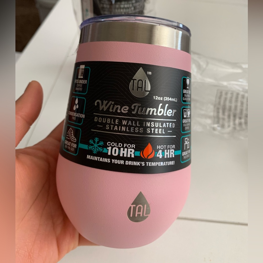 NEW Pink TAL Stainless Steel Wine Tumbler 12 oz